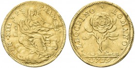 ROMA. Benedetto XIII (Pier Francesco Orsini), 1724-1730. Zecchino 1729. Ag gr. 3,36 Dr. BEN XIII - P - MAX. La Chiesa sulle nubi. Rv. ZECCHINO - ROMAN...