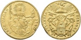 ROMA. Sede Vacante (Cam. Card. Annibale Albani), 1740. Zecchino 1740. Au gr. 3,34 Dr. SEDE VACAN - 1740. La Chiesa velata, col capo raggiante, seduta ...