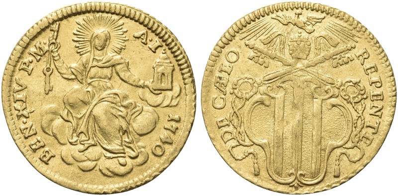 ROMA. Benedetto XIV (Prospero Lorenzo Lambertini), 1740-1758. Zecchino 1740 a. I...