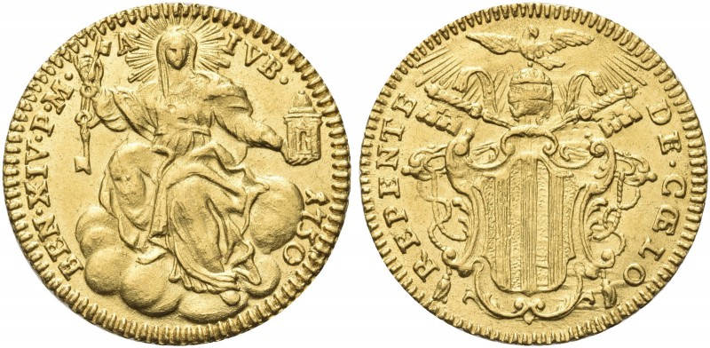 ROMA. Benedetto XIV (Prospero Lorenzo Lambertini), 1740-1758. Zecchino del Giubi...