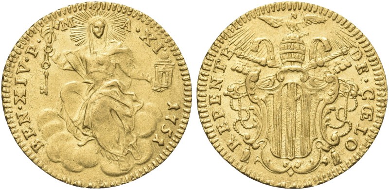 ROMA. Benedetto XIV (Prospero Lorenzo Lambertini), 1740-1758. Zecchino 1751 a. X...