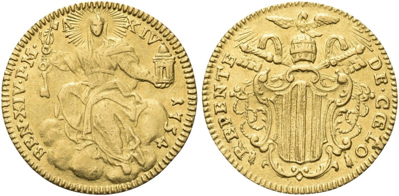 ROMA. Benedetto XIV (Prospero Lorenzo Lambertini), 1740-1758. Zecchino 1754 a. X...