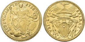 ROMA. Sede Vacante (Cam. Card. Girolamo Colonna), 1758. Zecchino. Au gr. 3,43 Dr. SEDE VACAN - TE - 1758. La Chiesa velata, col capo raggiante, seduta...