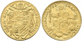 ROMA. Clemente XIII (Carlo della Torre di Rezzonico), 1758-1769. Zecchino 1766 a. VIII. Au gr. 3,42 Dr. CLEM XIII - PONT M A VIII. Stemma sormontato d...