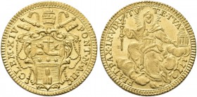 ROMA. Clemente XIV (Gian Vincenzo Antonio Ganganelli), 1769-1774. Zecchino 1772 a. III. Au gr. 3,41 Dr. CLEM XIV - PONT M A III. Stemma sormontato da ...