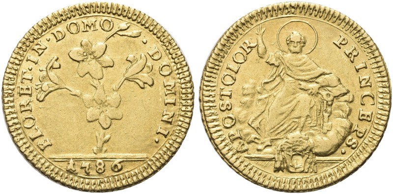 ROMA. Pio VI (Giannangelo Braschi), 1775-1799. Doppia romana 1786. Au gr. 5,44 D...