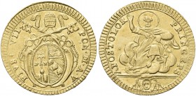 ROMA. Pio VII (Barnaba Gregorio Chiaramonti), 1800-1823. Doppia (1804-1805) a. V. Au gr. 5,50 Dr. Stemma sormontato da triregno e chiavi decussate. Rv...