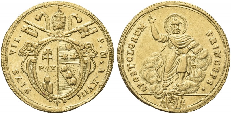 ROMA. Pio VII (Barnaba Gregorio Chiaramonti), 1800-1823. Doppia (1817-1818) a. X...