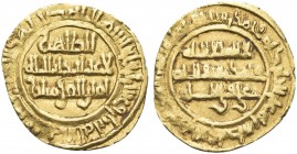 SICILIA. Al Zahir, 1020-1035. Robai. Au gr. 1,01 Dr. Legenda cufica disposta su tre righe. Dr. Legenda cufica disposta su tre righe. Tipo Spahr 25.
B...