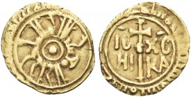 SICILIA. Ruggero II, Re di Sicilia, 1130-1154. Tarì post riforma del 1140. Au gr. 0,76 Dr. Globetto entro cerchio lineare; intorno, legenda cufica. Rv...