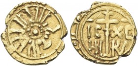 SICILIA. Ruggero II, Re di Sicilia, 1130-1154. Tarì post riforma del 1140. Au gr. 1,61 Dr. Globetto entro cerchio globettato; intorno, legenda cufica....
