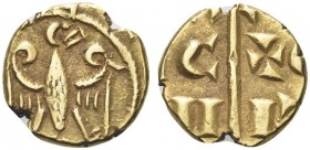 SICILIA. Federico II di Svevia, Imperatore e Re di Sicilia, 1197-1250. Tarì. Au gr. 0,65 Dr. F IMPERATOR. Aquila stilizzata e diademata verso d., entr...