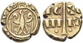 SICILIA. Federico II di Svevia, Imperatore e Re di Sicilia, 1197-1250. Multiplo di Tarì. Au gr. 2,35 Dr. F IMPERATOR. Aquila stilizzata e diademata ve...