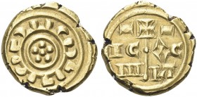 SICILIA. Federico II di Svevia, Imperatore e Re di Sicilia, 1197-1250. Multiplo di Tarì. Au gr. 2,25 Dr. Cinque globetti disposti in cerchio attorno a...