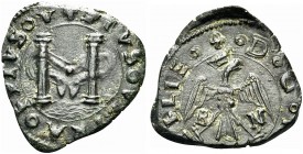 SICILIA. Carlo V D’Asburgo, Re di Spagna, Sicilia, Napoli, 1516-1556, Imperatore, 1519-1556. Denaro, zecca di Messina. Æ gr. 1,72 Dr. PLVS VLTRA PLVS ...