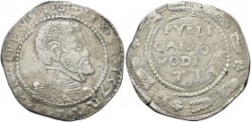 SICILIA. Filippo II di Spagna, Re di Napoli e di Sicilia 1554-1598. 10 Tarì 1572, zecca di Messina. Ag gr. 26,05 Dr. PHILIPPVS D G REX SI 1572. Busto ...