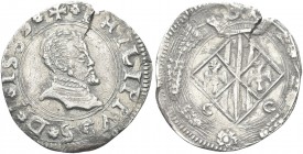 SICILIA. Filippo II di Spagna, Re di Napoli e di Sicilia 1554-1598. Tre Tarì 1563, zecca di Messina. Ag gr. 7,79 Dr. PHILIPPVS D 1563. Busto corazzato...