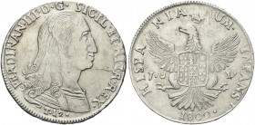 SICILIA. Ferdinando IV (I) di Borbone, 1759-1816. 12 Tarì 1800. Ag gr. 27,02 Dr. FERDINAN D G - SICIL ET HIER REX. Busto corazzato a d.; sotto, indica...