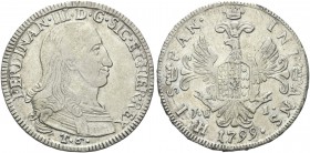 SICILIA. Ferdinando IV (I) di Borbone, 1759-1816. Da 6 Tarì 1799. Ag gr. 13,48 Dr. FERDINAN III D G SIC ET HIER REX. Busto corazzato a d.; sotto, T 6....