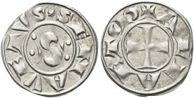 SIENA. Repubblica, 1211-1250. Grosso. Ag gr. 1,60 Dr. SENA VETVS. Grande S accostata da quattro globetti. Rv. ALFA EI ω. Croce patente. CNI 22; Biaggi...