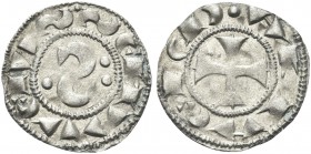 SIENA. Repubblica, sec. XII-1390. Denaro. Mi gr. 0,68 Dr. SEHA VEIVS. Nel campo S (rovesciata). Rv. ALFA EI ω. Croce patente. CNI 4/5; Tipo MIR 474.
...