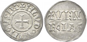 VENEZIA. Ludovico I, il Pio, Re dei Franchi e Imperatore, 814-840. Denaro. Ag gr. 1,73 Dr. HLVDOVVICVS IMP. Croce patente. Rv. VEN / ECIAS. Legenda di...