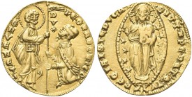 VENEZIA. Pietro Gradenigo Doge XLIX, 1289-1311. Ducato. Au gr. 3,54 Dr. PE GRADONICO - S M VENETI. San Marco stante verso s., porge il vessillo al Dog...