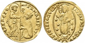 VENEZIA. Pasquale Malipiero Doge LXVI, 1457-1462. Ducato. Au gr. 3,52 Dr. PA MARIPET - S M VENETI. San Marco stante verso s., porge il vessillo al Dog...