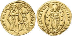 VENEZIA. Cristoforo Moro Doge LXVII, 1462-1471. Ducato. Au gr. 3,55 Dr. CRISTOF MAVRO - S M VENETI. San Marco stante verso s., porge il vessillo al Do...