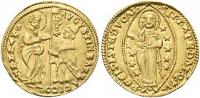 VENEZIA. Agostino Barbarigo Doge LXXIV, 1486-1501. Ducato. Stile rinascimentale. Au gr. 3,53 Dr. AVGVSTIN BARB AD CO - S M VENETI. San Marco stante ve...