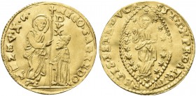 VENEZIA. Nicolò Sagredo Doge CV, 1675-1676. Zecchino. Au gr. 3,48 Dr. NICO SAGREDO - S M VENET. San Marco stante verso s., porge il vessillo al Doge g...