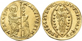 VENEZIA. Marcantonio Giustinian Doge CVII, 1684-1688. Zecchino. Au gr. 3,50 Dr. M ANT IVSTIN - S M VENET. San Marco stante verso s., porge il vessillo...