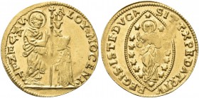 VENEZIA. Alvise II Mocenigo Doge CX, 1700-1709. Zecchino. Au gr. 3,50 Dr. ALOY MOCENIGO - S M VENET. San Marco stante verso s., porge il vessillo al D...