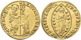 VENEZIA. Alvise II Mocenigo Doge CX, 1700-1709. Zecchino. Au gr. 3,49 Dr. ALOY MOCENIGO - S M VENET. San Marco stante verso s., porge il vessillo al D...