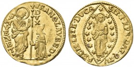 VENEZIA. Francesco Loredan Doge CXVI, 1752-1762. Zecchino. Au gr. 3,51 Dr. FRANC LAVRED S M VENET. San Marco stante verso s., porge il vessillo al Dog...