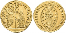 VENEZIA. Paolo Renier Doge CXIX, 1779-1789. Zecchino. Au gr. 3,51 Dr. PAVL RAINER - S M VENET. San Marco stante verso s., porge il vessillo al Doge ge...