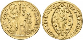 VENEZIA. Ludovico Manin Doge CXX, 1789-1797. Zecchino. Au gr. 3,50 Dr. LVDO MANIN - S M VENET. San Marco stante verso s., porge il vessillo al Doge ge...