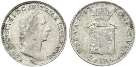 VENEZIA. Governo Provvisorio di Venezia, 1848-1849. 1/4 di Lira Austriaca 1843. Ag Dr. Testa laureata a d.; sotto, V. Rv. Stemma inquartato di Milano ...