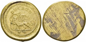 VENEZIA. Senza indicazione di autorità emittente. Peso monetale del Ducato. Æ dorato gr. 22,53 Dr. DUCATO. Leone di San Marco verso s., appoggia zampa...