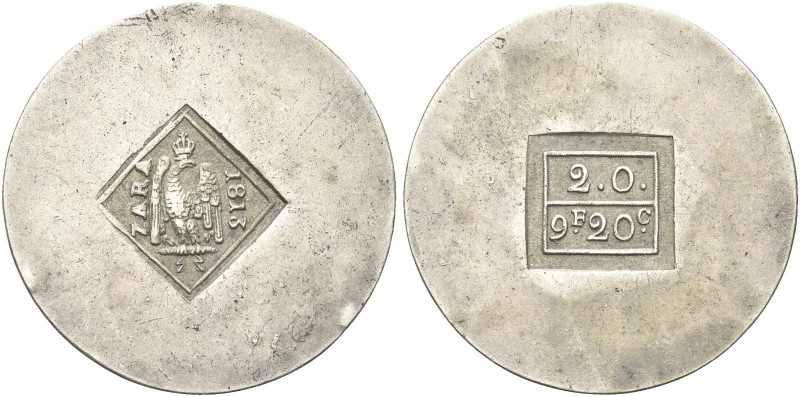 ZARA. Napoleone I Imperatore, Assedio Austriaco 1813. 9,20 Franchi 1813. Ag gr. ...