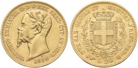 REGNO DI SARDEGNA. Vittorio Emanuele II, 1849-1861. 20 Lire 1858 Torino. Au Come precedente. Pag. 353; Gig. 16.
Molto Raro. Bel BB