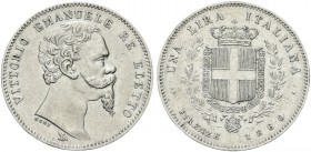 RE ELETTO. Vittorio Emanuele II, 1859-1861. Lira 1860 mano senza scettro, II° Tipo. Ag Come precedente. Pag. 440; Gig. 11.
q. SPL