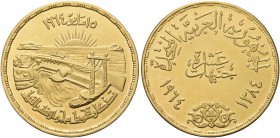 EGITTO. Repubblica Unita Araba, 1958-1971. 10 Pounds 1964 (AH 1384). Au gr. 51,72 Dr. Data del 15 Maggio 1964 con la raffigurazione della deviazione d...
