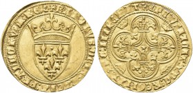 FRANCIA. Carlo VI di Valois, 1380-1422. Scudo d’oro, zecca di Toulouse. Au gr. 3,85 Dr. (croce) KAROLVS DEI GRACIA FRANCORVM REX. Scudo di Francia cor...