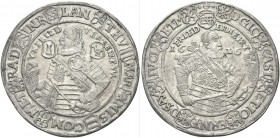 GERMANIA. Saxe-Old Gotha. Giovanni Casimiro e Giovanni Ernesto conti, 1572-1639. Tallero 1626. Ag gr. 28,74 Dr. Figura corazzata a mezzo busto con spa...