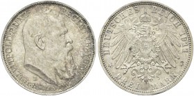 GERMANIA. Bavaria. Luitpold Wittelsbach, 1821-1912. 3 Mark 1911, D. Ag gr. 16,64 Dr. Testa nuda a d. Rv. Aquila coronata ad ali aperte. KM# 998.
Pati...