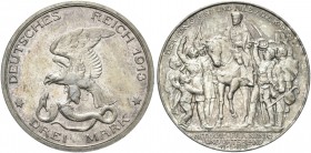 GERMANIA. Prussia. Wilhelm II, 1888-1918. 3 Mark 1913. Ag gr. 16,64 Dr. Aquila in volo verso s., tiene serpente tra gli artigli. Rv. Friedrich Wilhelm...