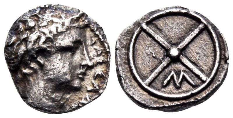 GAUL. Massalia. Circa 400 BC. Obol (Silver, 9 mm, 0.61 g). ΜΑΣΣΑΛΙΩΤΑΝ Bare head...