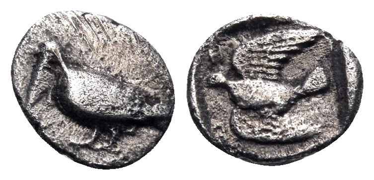 SIKYONIA. Sikyon. Circa 450-425 BC. Hemiobol (Silver, 8 mm, 0.36 g, 10 h). Dove ...