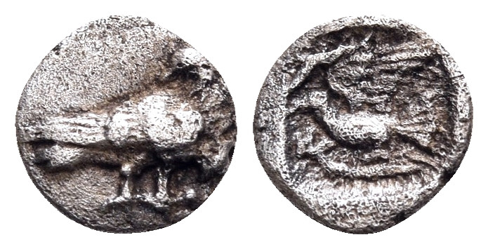 SIKYONIA. Sikyon. Circa 450-425 BC. Hemiobol (Silver, 7 mm, 0.26 g, 6 h). Dove s...